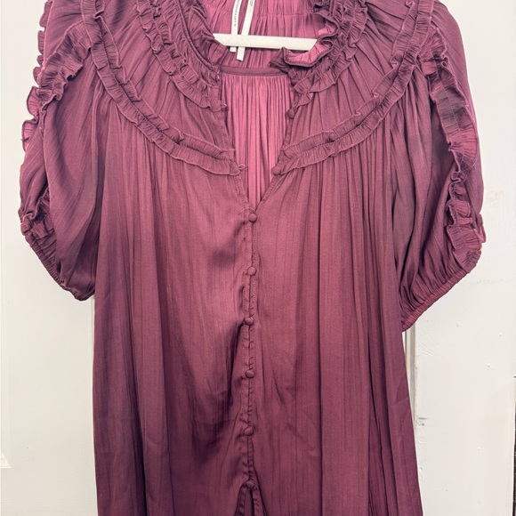 Anthropologie Tops - Anthropologie Plum Ruffled Blouse